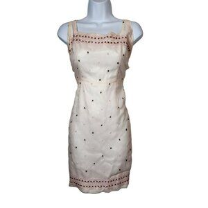 Tocca Bergdorf Goodman Dress 4 Pink Embroidered Sleeveless‎ Sheath Made in USA